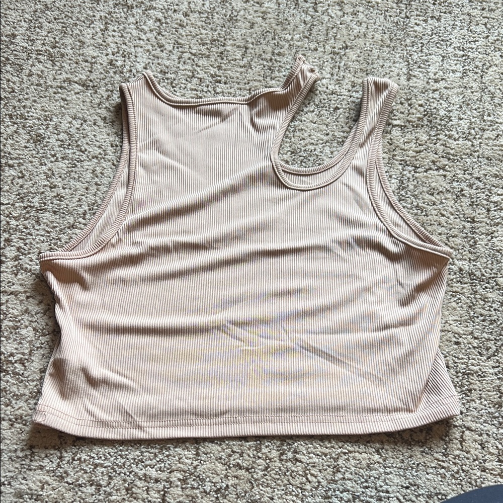 Women's Beige Ribbed Tank Top